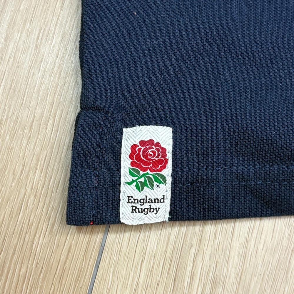 England Rugby Union Embroidered Licensed Navy Blue Polo Shirt Men's Medium Rose - Picture 4 of 10